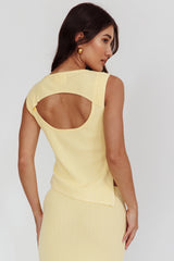 Asymmetric Hem Keyhole Top Butter
