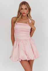 Halterneck Balloon Mini Dress Pink