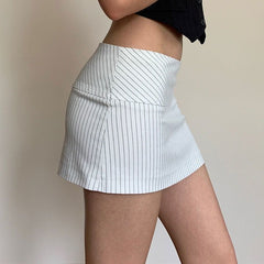 American Basic Striped Printed Skirt, Low-waisted Slim Hip-hugging Mini Skirt