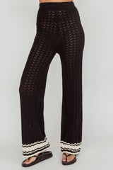 Cotton Straight Leg Knit Pants Black