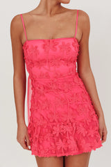Embellished Mini Dress Palm Tree Pink
