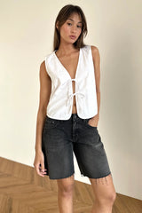 Tie Front Vest Top White