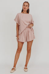 Elastic Waist Relaxed Shorts Blush
