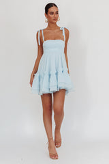 Frill Hem Babydoll Dress Blue