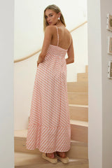 Square Neckline Maxi Dress Print Orange