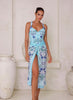 Floral Print Flared Skirt Swimsuit Set