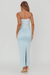 Lace Trim Maxi Dress Blue