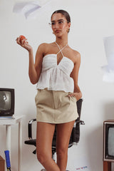 Halter Neck Cami Top Off White