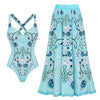 Floral Print Flared Skirt Swimsuit Set