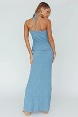 Textured Midi Skirt Blue