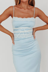 Lace Trim Maxi Dress Blue