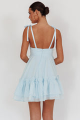 Frill Hem Babydoll Dress Blue