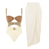 Gilding Bead Decoration Hollow-out knot Wrap Skirt Swimsuit Set