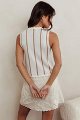 Sleeveless Knit Front Tie Top Beige