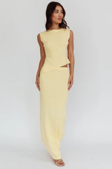 Asymmetric Hem Keyhole Top Butter