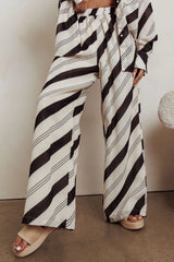 Elastic Waist Striped Print Pant Black/Cream