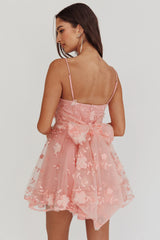 Floral Bow Mini Dress Pink