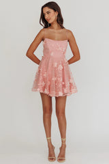 Floral Bow Mini Dress Pink