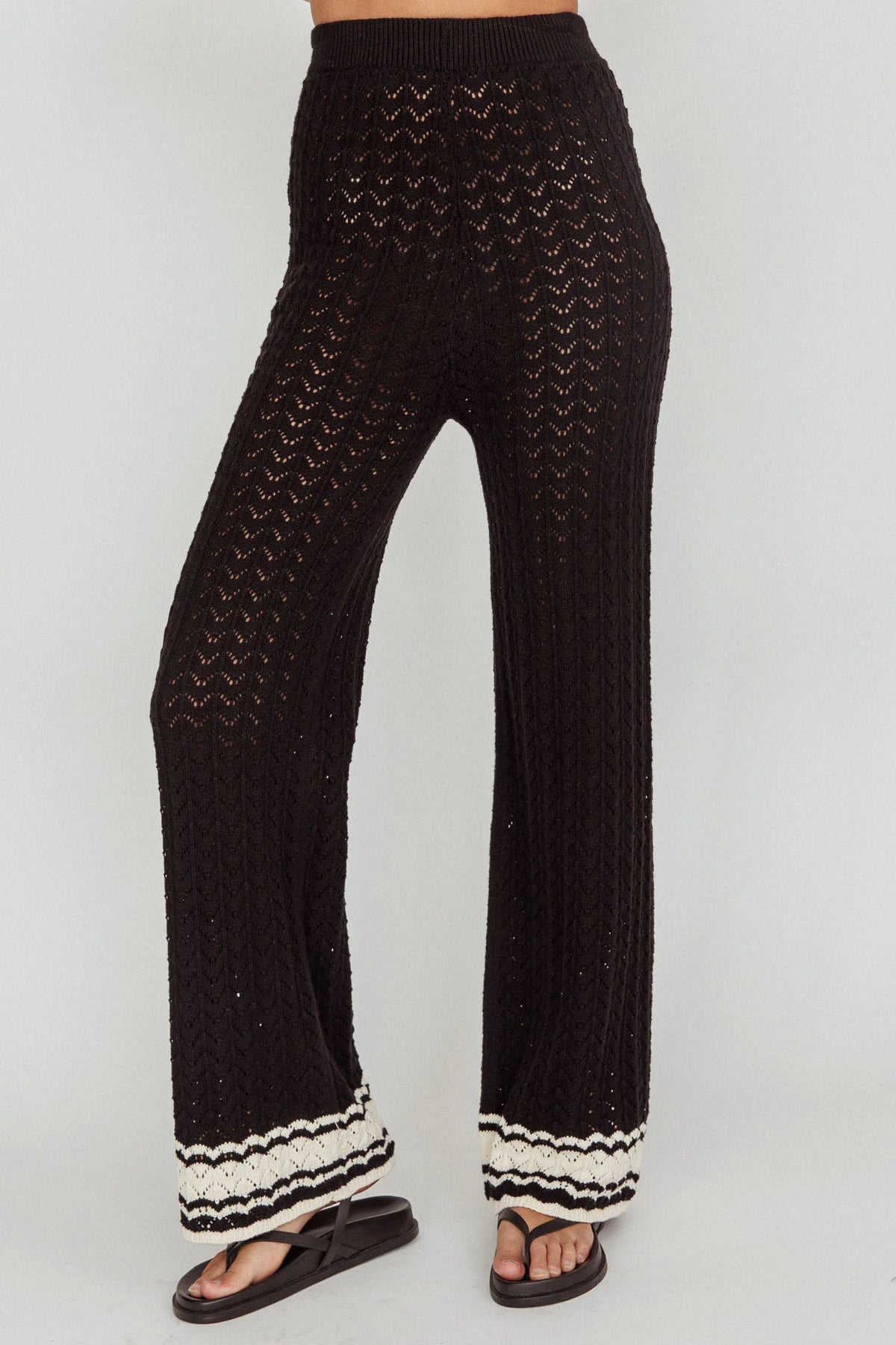 Cotton Straight Leg Knit Pants Black