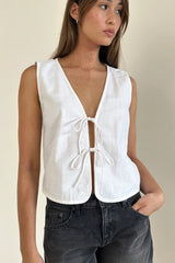 Tie Front Vest Top White