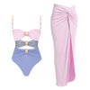 Gilding Bead Decoration Hollow-out knot Wrap Skirt Swimsuit Set