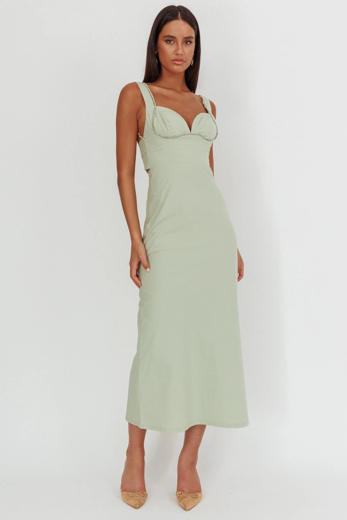 Matcha color Maxi Dress
