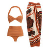 One Shoulder  Printed Wrap Skirt Swimsuit Set