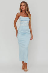 Lace Trim Maxi Dress Blue