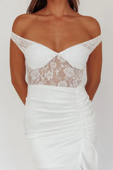 Lace Bodice Maxi Dress White