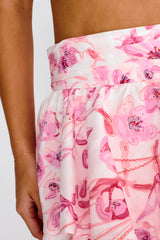 Tiered Frill Maxi Skirt Floral Pink