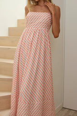 Square Neckline Maxi Dress Print Orange
