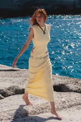 Asymmetric Hem Keyhole Top Butter