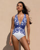 V Neck Print Two Piece Swimsuit Set