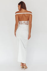 Lace Bodice Maxi Dress White