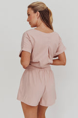 Elastic Waist Relaxed Shorts Blush