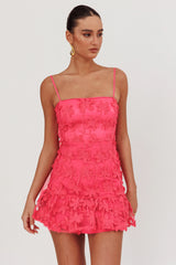 Embellished Mini Dress Palm Tree Pink